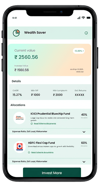 Vfin app – invest screen